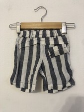 PAPERMOON Pantalone bambino bianco blu righe Tg 3 Mesi Lino