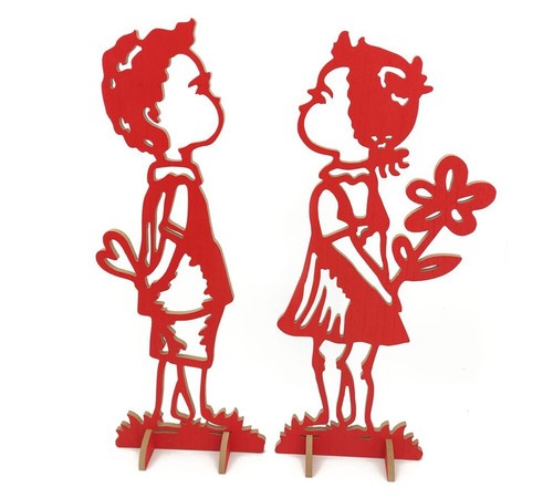 Coppia bambini mdf rosso - mdf,