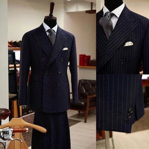 Navy blue striped suits - navy,