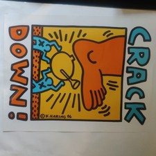 Keith Haring - Poster Crack Down. Litografia offset originale 1986.