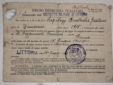 LIBRETTO DI RICHIAMO ALLE ARMI SECONDA GUERRA MONDIALE DISTRETTO DI LITTORIA RRR