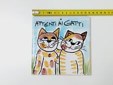 Mattonella Ceramica Targa Cartello per Porta Attenti ai Gatti  Gatto 15 x 15