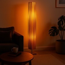 Piantana Lampada a Luce Indiretta Tessuto Bianco Cromo Lato 119cm Alto