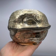 Scatola portagioie Europa cofanetto vintage massiccio anni 70 figura noce placcata argento