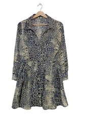 ZARA Abito a maniche lunghe Donna Abito Taglia IT 42 bianco-blu elegante