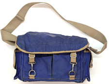 Borsa vintage Domke blu indaco tela fotocamera hobo chic / molto presto senza logo esterno