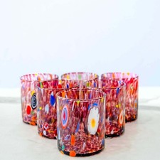 Set 6 Bicchieri in Vetro di Murano Fatti a Mano Artigianali 350 ml Tower MurArt