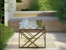 Scacchiera Artigianale in Onice Verde e Marmo Bianco 30 cm – Senza Bordo