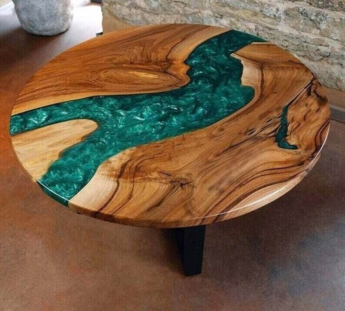 Tavolo fiume epossidico verde