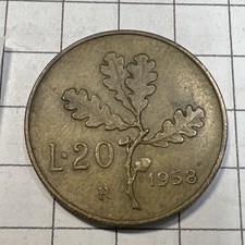 1958 Italy .20 Lire Coin -