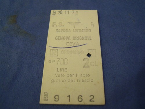 Biglietto treno cartonato 1973 - biglietto,