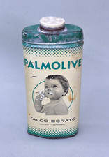 SCATOLA LATTA CONTENITORE VINTAGE PUBBLICITARIO PALMOLIVE TALCO BORATO ANNI 60
