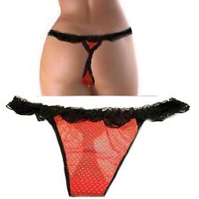 2x Perizoma sexy da donna in pizzo trasparente aperto tanga nero  intimo hot 