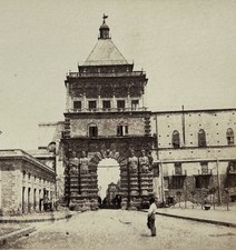 Italia Palermo La Porta Nuova Foto G. Sommer C1865 Stereo Vintage Albumina