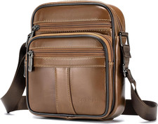 Borsello Tracolla Uomo in Pelle - Borsa a Spalla Messenger per Lavoro, Ufficio, 
