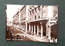 Cartolina lucida di Genova- Via XX settembre (vigile urbano. auto...). 1941.