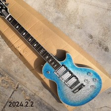 Chitarra elettrica blu metallizzato burst argento centrale parti cromate pickup HHH no foto