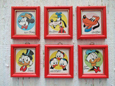TOPOLINO CLUB 6 quadretti con ganci, doppi ritratti di personaggi Disney, vintge