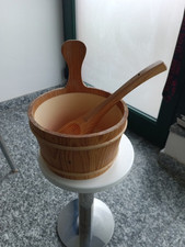 Secchiello sauna in legno secchio 5litri con mestolo e clessidra accessori saune