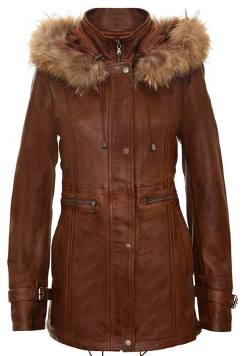 Giacca pelle marrone con - giacca,