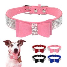 COLLARE PER CANE CANI IN PELLE CON STRASS TAGLIA PICCOLA DOG COLLAR Nero Rosa