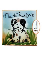 Mattonella ornamentale in ceramica attenti al cane da parete dipinta a mano ma17