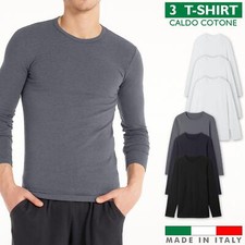 Set 3 T-Shirt Uomo Manica Lunga Caldo Cotone Maglia Felpata Inverno VEQUE