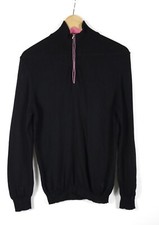 Maglione pullover uomo Oscar Jacobson nero rosa quarto zip cotone taglia S
