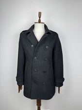 Superdry Rogue Wool Pea Coat grigio spina di pesce da uomo taglia L