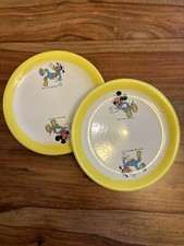 Vintage Disney Topolino Pippo Mickey Coppia di piattini Colazione Dolce Anni 60