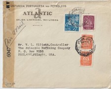 1945 PORTOGALLO MULTIFRANCHISING POSTA AEREA CENSURATA COPERTINA COMMERCIALE DI LISBONA