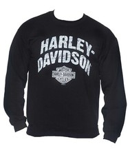 4029033404 Felpa girocollo uomo Harley Davidson nera scritta vintage bianca