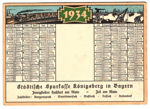 Calendario 1934 königsberg - calendario,