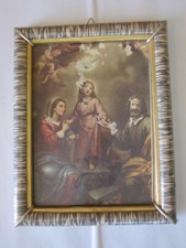 Quadro antico stampa religiosa sacra famiglia completo di cornice con vetro