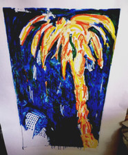 MARIO SCHIFANO PALMA DORA MATERICA cm.70x100 tano festa,franco angeli,nino caffe