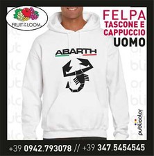 FELPA CAPPUCCIO TASCONE UOMO STAMPA ABARTH 500 4 PERSONALIZZATA STAMPATA