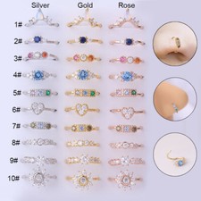 Zircone Discorsi Nasali Penetranti Dormiente Clicker Anello Setto Acciaio Pavimento Orecchio ▽