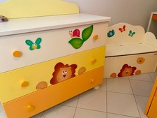 Cameretta Bimbi Azur Savana Leone: lettino, cassettiera, panca contenitore