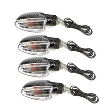 SET DI 4 FRECCE MOTO UNIVERSALI CARBON LOOK CON VETRO TRASPARENTE A LAMPADA
