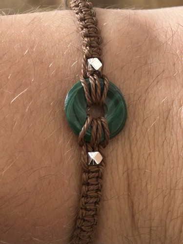 Bracelet macramé malachite - bracelet,