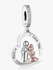 CIONDOLO ZIA TI AMO CUORE NIPOTE 💜 VERO ARGENTO STERLING 925