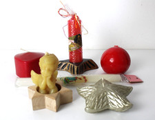 Lotto 6 Candele Natalizie Varie Angeli Stella Cuore Porta Legno Decorazioni