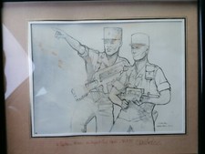 Legione straniera francese Legion Disegno originale 4° reggimento 1985 25 X 30