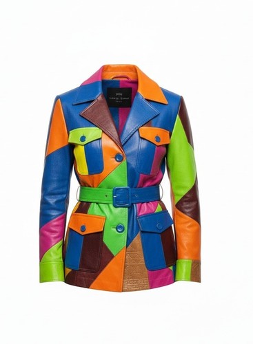 Giacca pelle patchwork - in,