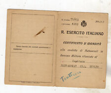 1921 Tessera  IDONEITA' REGIO ESERCITO ITALIANO  BOLOGNA S,POLO D'ELSA