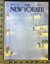 1986 DOORMAN BELLMAN HOTEL HAIL CAB EUGEN MIHAESCU ART NEW YORKER COVER FC909