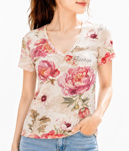 Shirt donna guess floreale - t-shirt,