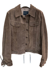 SISLEY Pelle scamosciata Giubbotto MARRONE Taglia L ORIGINALE UniseX