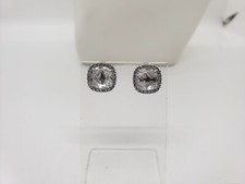 ORECCHINI A BOTTONE IN ORO BIANCO 18KT 750 CON ZIRCONI 3,2 GRAMMI (2706)