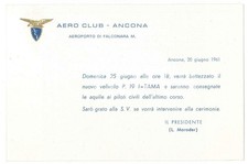 1961 Aero Club ANCONA - Aeroporto FALCONARA - Invito battesimo P. 19 I=TAMA